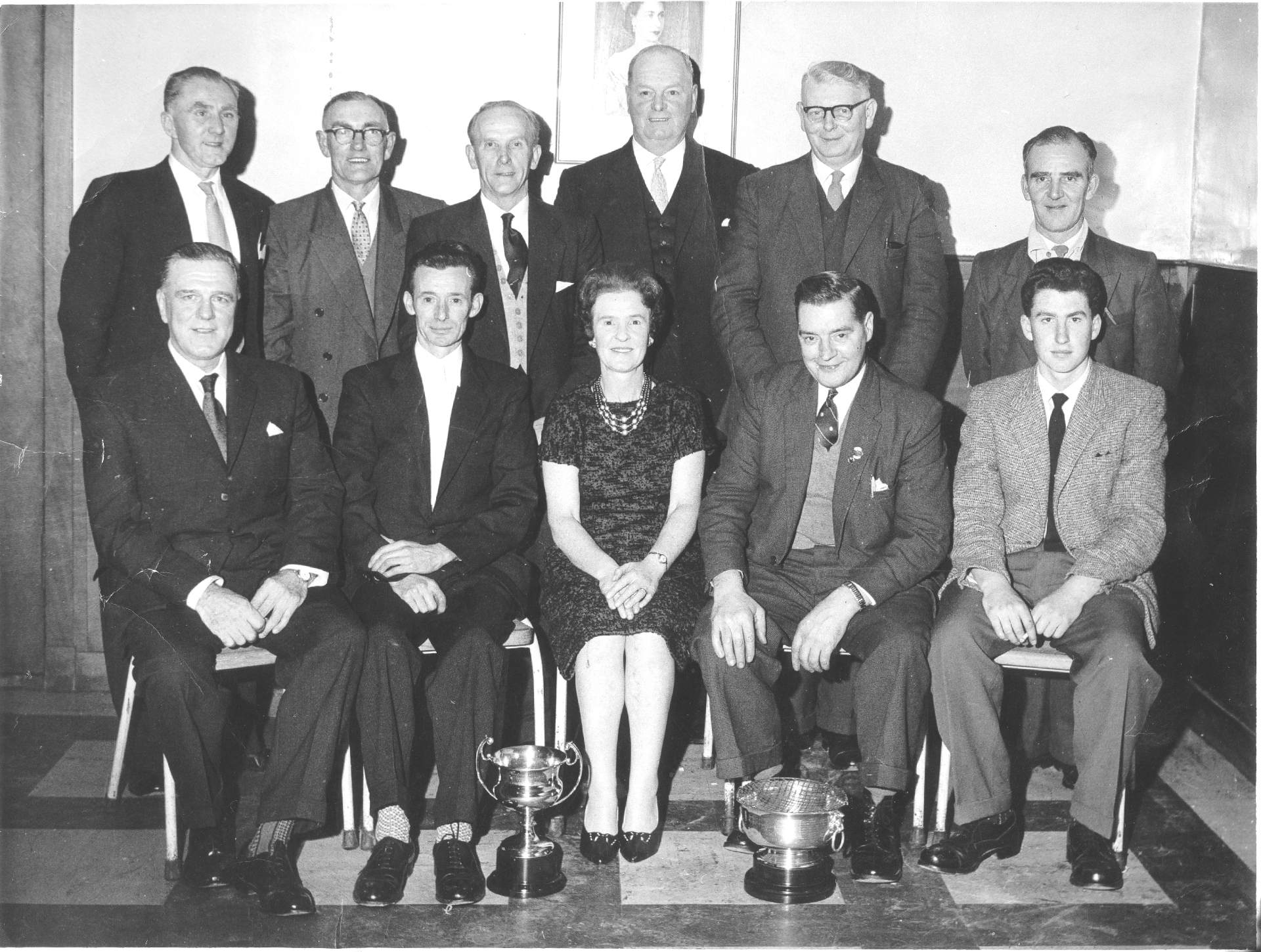 Bowling Club Committee with Trophies